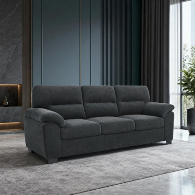 Textured Fabric 3 Seater Sofa with Tufted Back and Pillow Top Arms