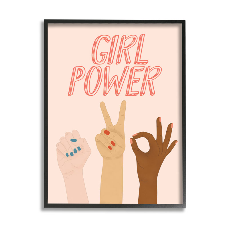 Girl Power Pop - Impression sur toile, H 20 po x l 16 po, Giclée encadrée noir minuit