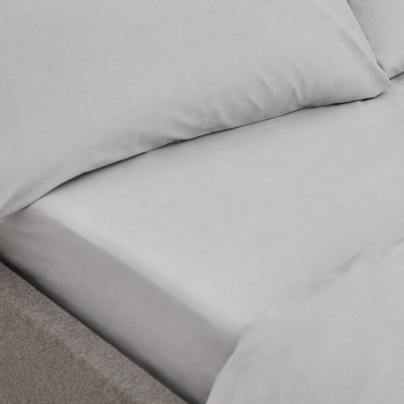 200 Thread Count 100% Cotton Fitted Sheet, Silver