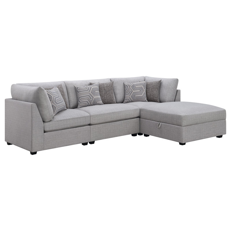 Blydenburgh 4-piece Upholstered Modular Sectional Sofa Grey, 38" H x 117" W x 78" D