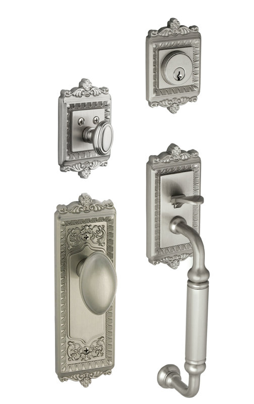 Windsor Handle With Knob And Deadbolt Entry Set, Satin Nickel