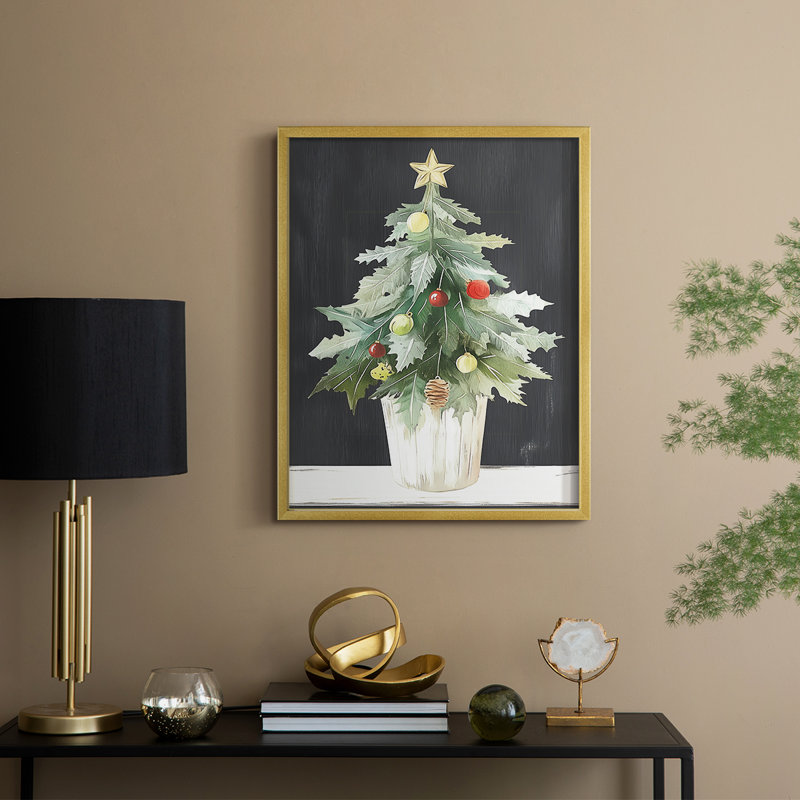 «Christmas Holiday Art DCCCLxxxix», reproduction d'art encadrée - bois massif, H 11 po x l 9 po, Doré