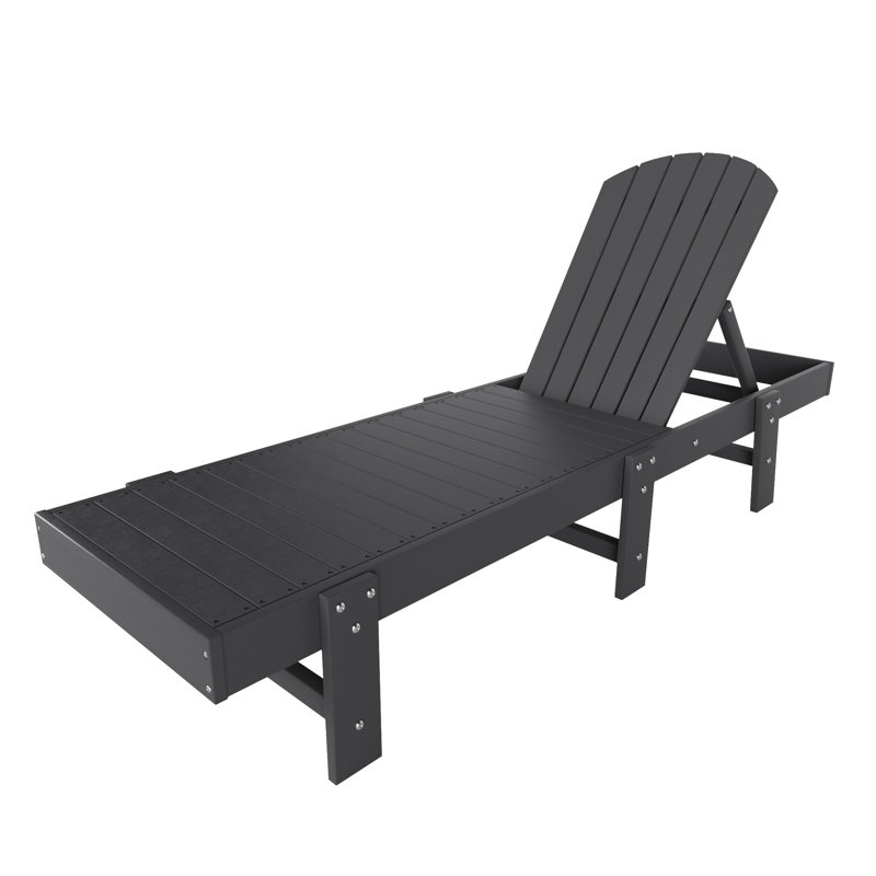 77.6" Long Outdoor All-Weather Poly Reclining Single Chaise, Gray