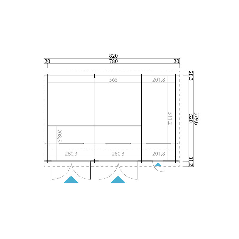 Lasita Hawaii 26 x 17.5 Ft. Premium Log Cabin Garage With Side-Hung Wooden Garage Doors (44mm)