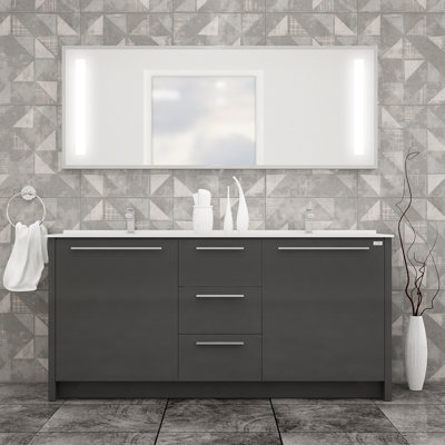 60'' Double Bathroom Vanity with Acrylic Top