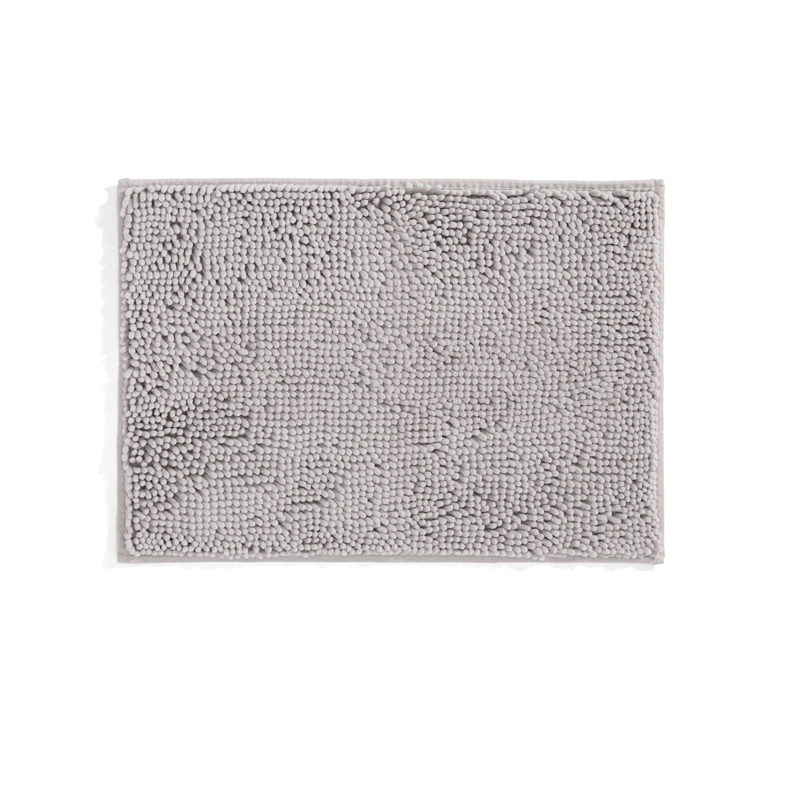 Soft Absorbent Chenille Bath Mat Rug with Anti-Skid Rubber Backing, Light Gray, 24" L x 17" W