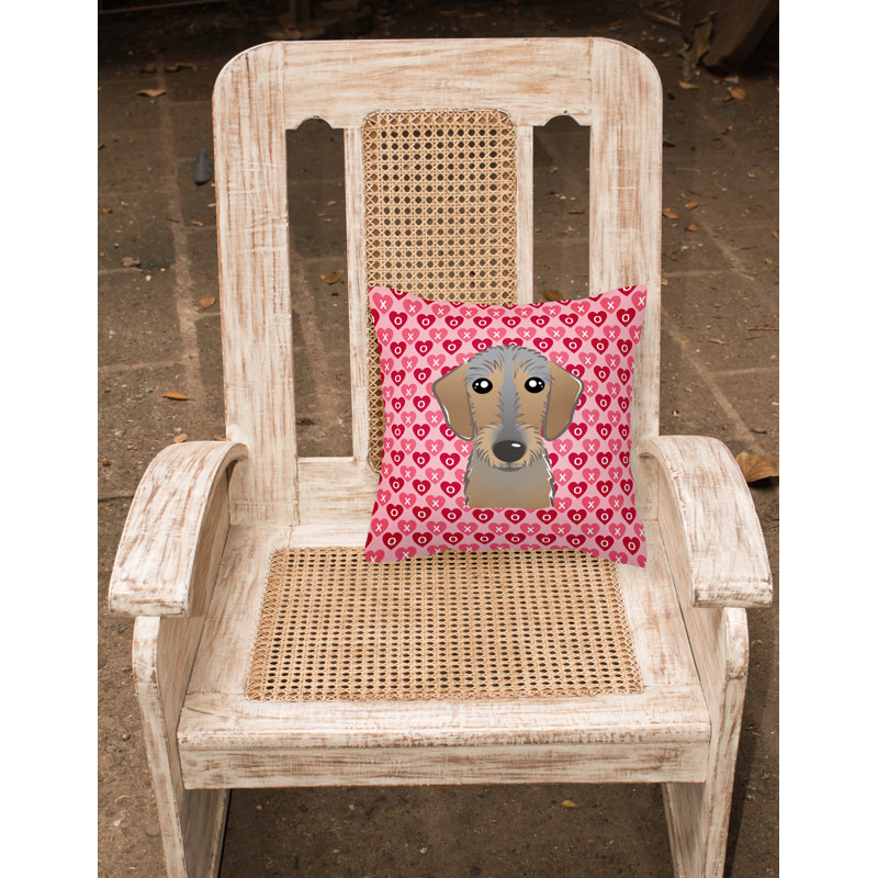 Coussin décoratif intérieur/extérieur schnauzer hearts, 18 po x 18 po, Teckel à poil dur