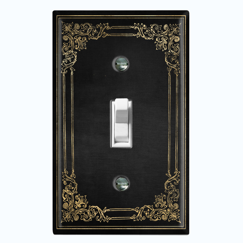 French Victorian Frame Black 10 Patterned 1 - Gang Toggle Light Switch Standard Wall Plate