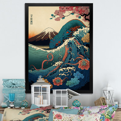 Paysage japonais avec lézard - photographie sur toile