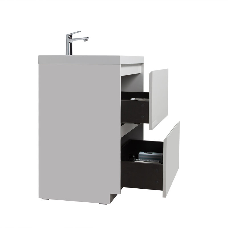 35-3/8 In. W X 19-5/8 In. D Freestanding Vanity  With Resin Composite Vanity Top In White