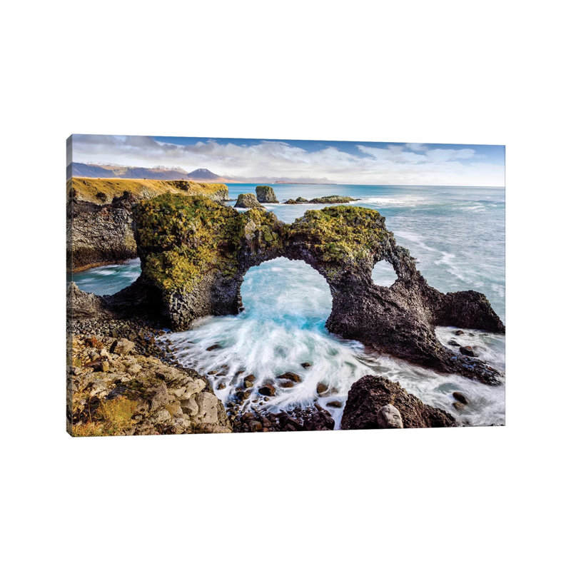 " Natural Arch Near Arnastapi " by Susanne Kremer, 26" H x 40" W x 1.5" D