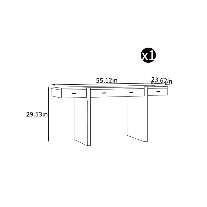 Modern minimalist style desk, Black, 29.53" H x 55.12" W x 23.62" D