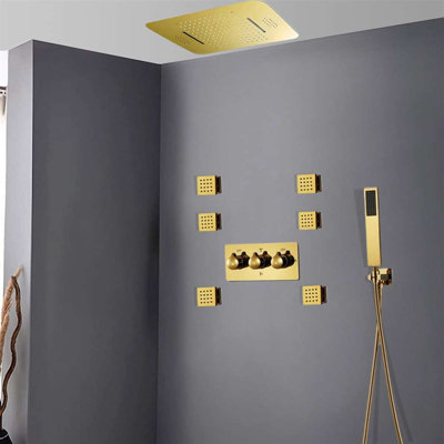 Pluie de plafond thermostatique Arezzo Gold