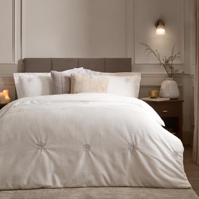 Frosted Snowflake Embroidered Duvet Cover Set