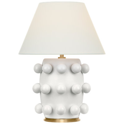Linden 14" Cordless Table Lamp in Plaster White with Linen Shade