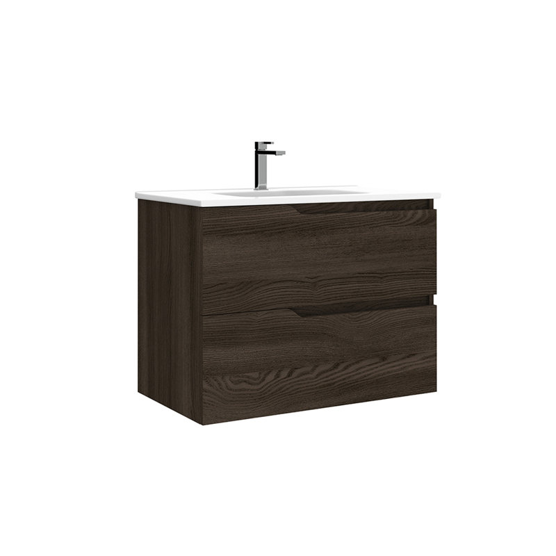 Menta 28.0" Wall Mounted Single Bathroom Vanity In Natural Oak With Ceramic Top, Wenge, 24"