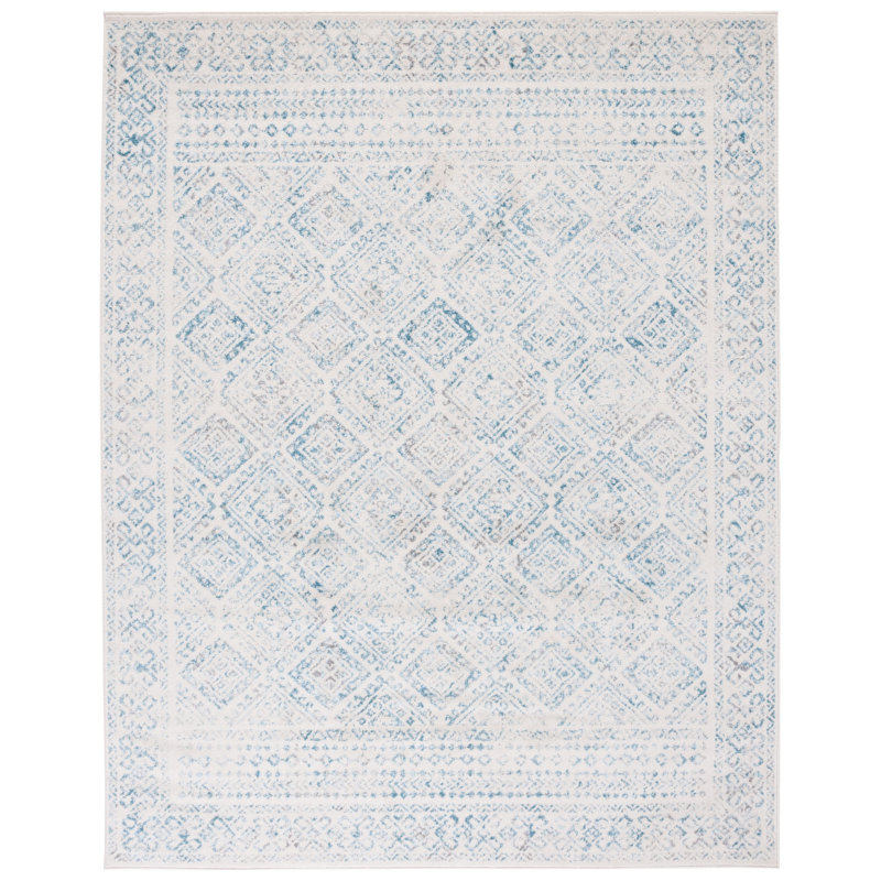Tapis ivoire / turquoise Dickson, Rectangle 4 pi x 6 pi