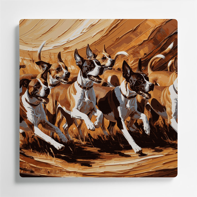 Chiens Basenji, art mural en métal brun, H 8 po x l 8 po