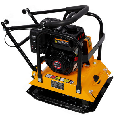 7HP Plate Compactor Gas 212cc 24KN,5400 LB Centrifugal Force Construction Concrete Tamper Machine Power Paver 17.7x 22" Plate, Yellow & Black Color