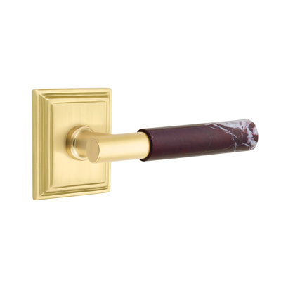 Emtek Select Privacy Leverset w/ Wilshire Rosette & T-Bar Stem, Rosso Levanto Marble Lever (CF)