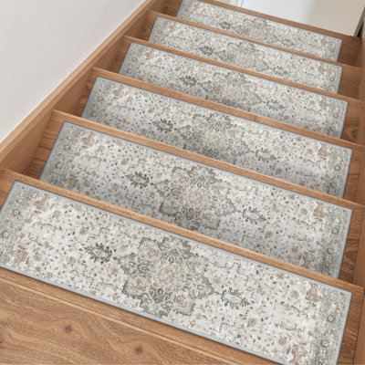 Tapis d'escalier rétro antidérapant rétro avec pattes en bois