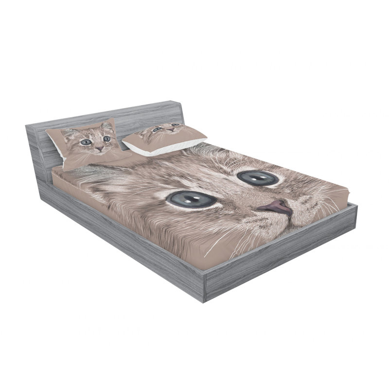 Microfiber Animal Print Sheet Set, Full/Double Sheet Set with Fitted Sheet