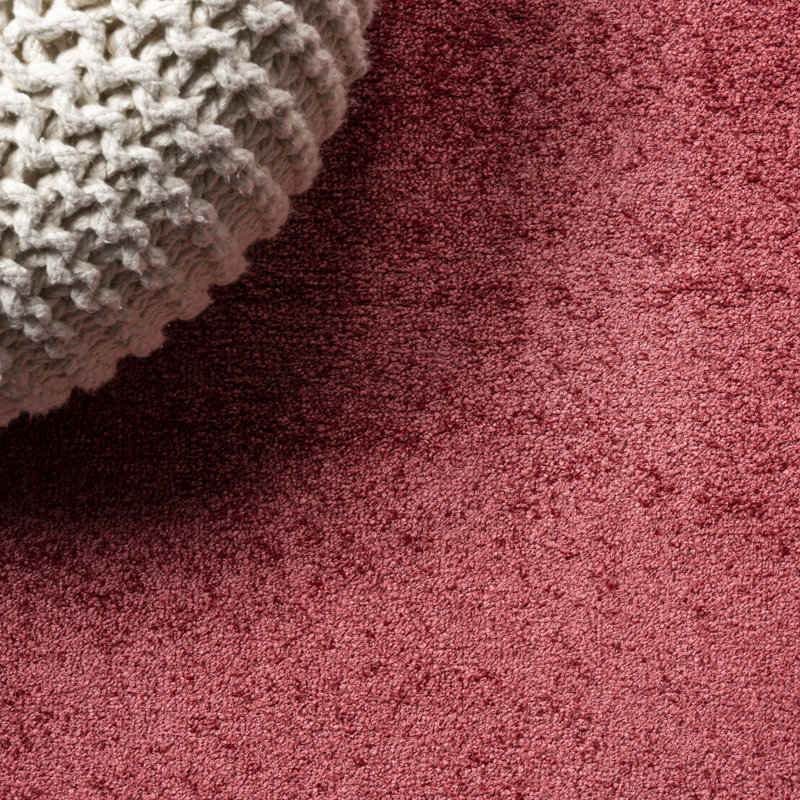Asalia Solid Low-Pile Red Rug, Square 5'3"