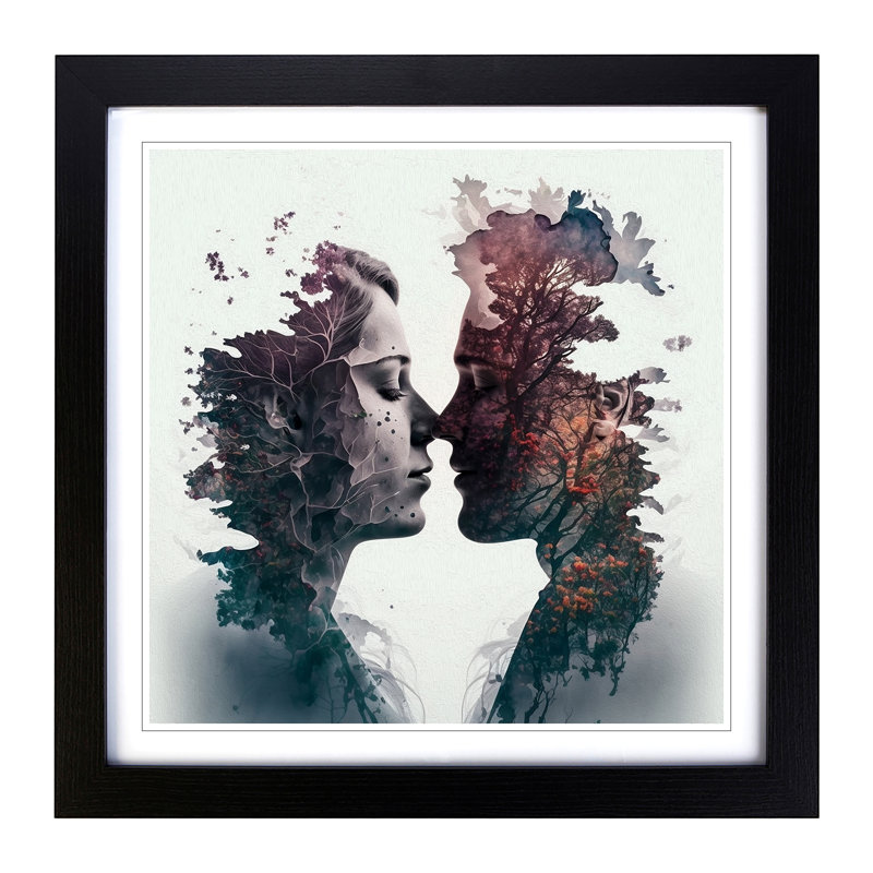 Lovers Double Exposure No.1 - Framed Print, Black