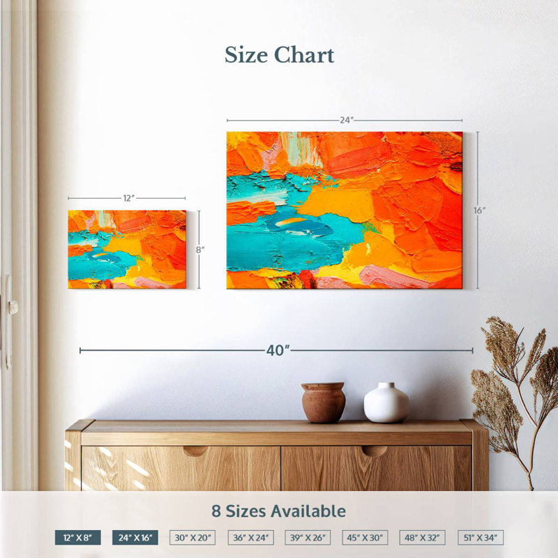 Avery orange et bleu abstrait, H 16 po x l 24 po