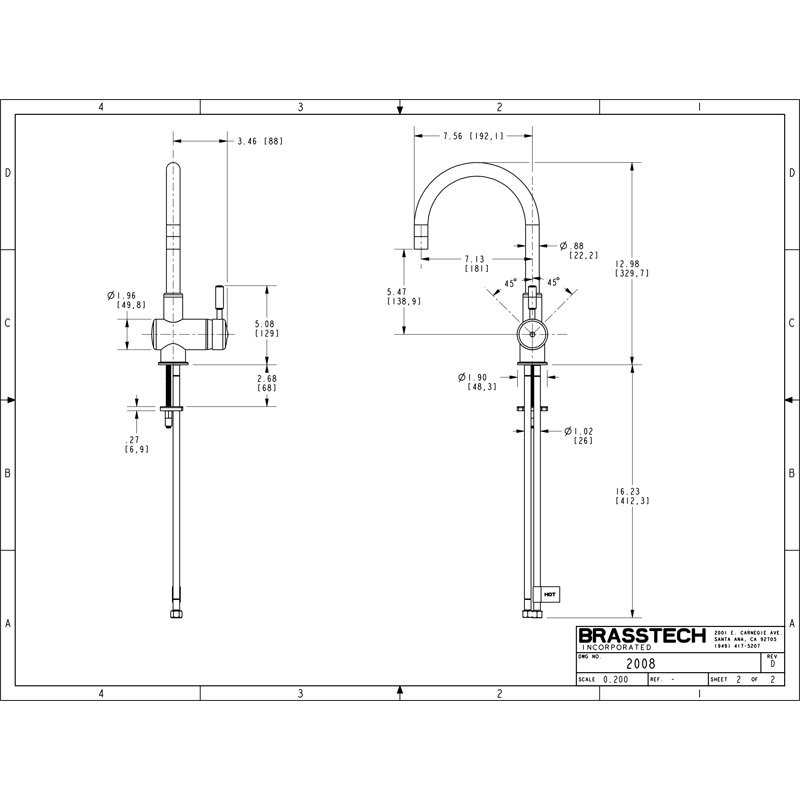 East Linear Single Handle Bar Faucet, Stainless Steel