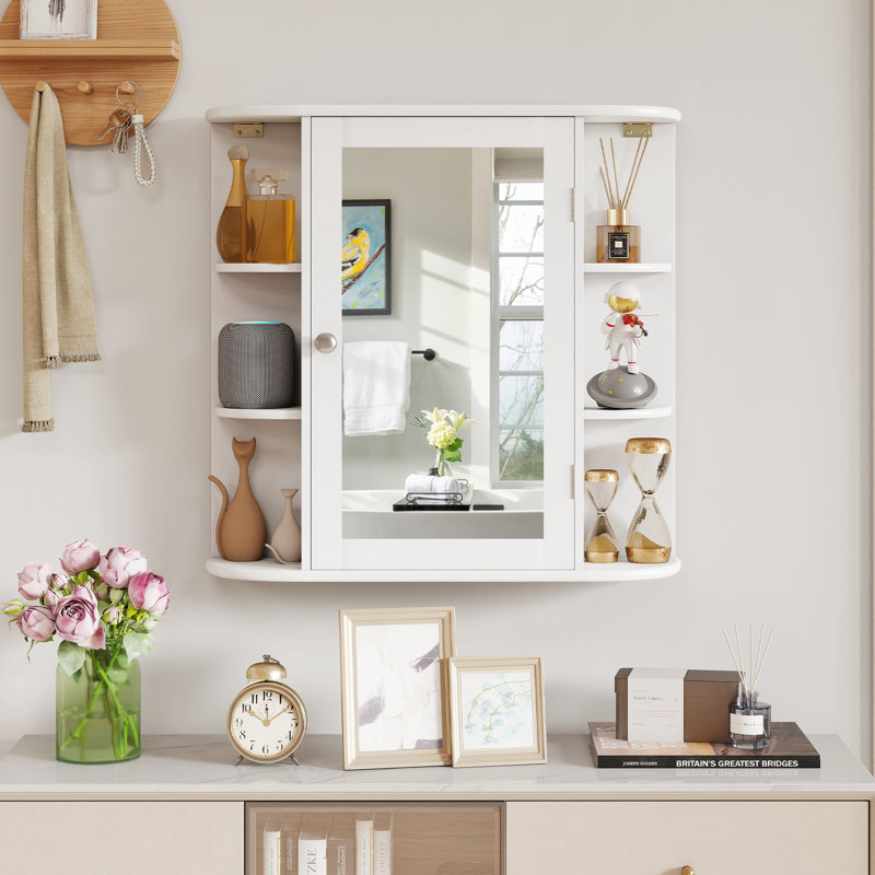 Armoire de salle de bain murale l 26 po x H 25 po x P 5 po Alinblot, Blanc