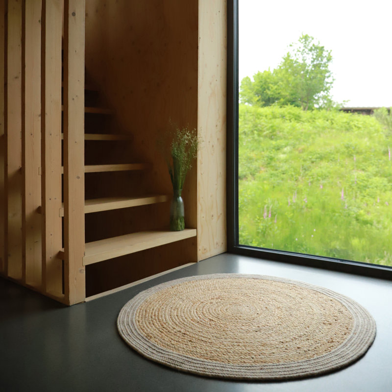 Round Mineo Solid Colour Hand Woven Area Rug, Round 110cm