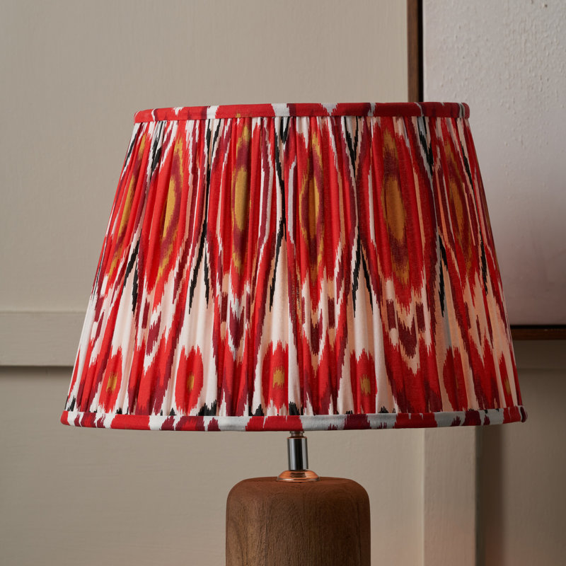 Pleated Cotton Cylinder Shade, 21cm H x 30cm W x 30cm D, Red