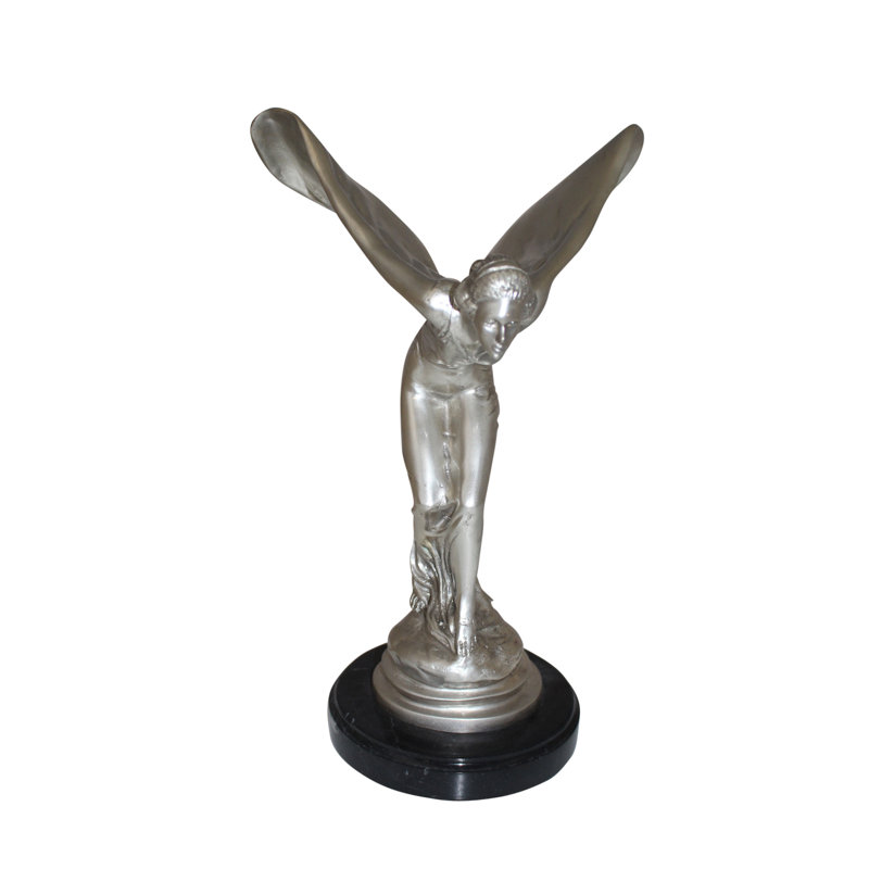 Rolls Royce Spirit of Ecstasy Small Bronze Statue - Mererid Flying Lady Sculpture, 9"L x 9"W x 14"H