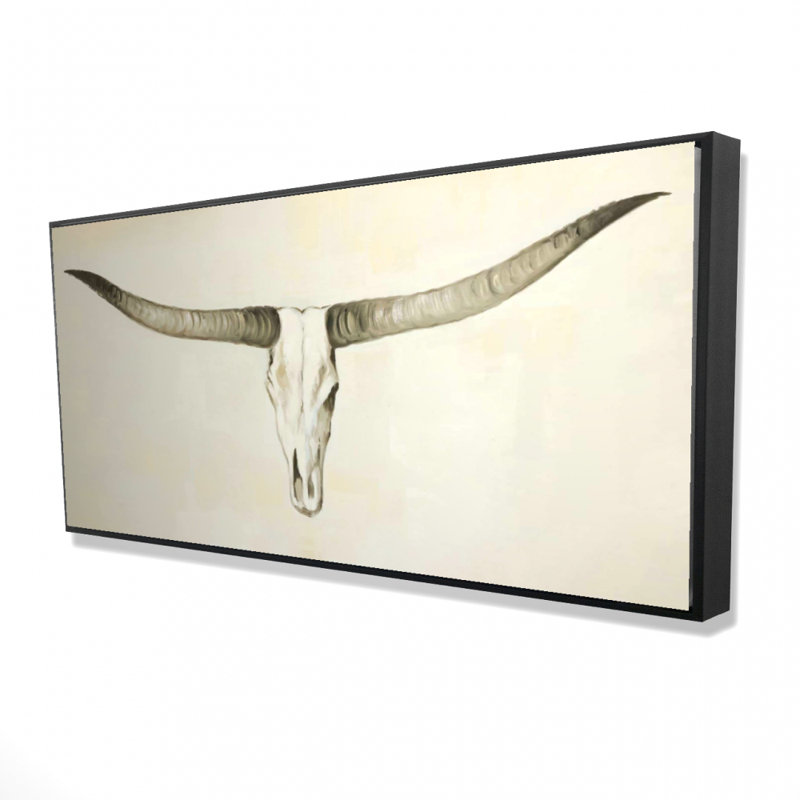Longhorn cattle skull - 24"x48" Framed canvas