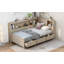 Lit de jour en bois avec tablettes de rangement et 3 tiroirs-2073095633