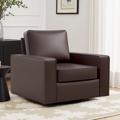 36.2" Wide Swivel Accent Armchair-Espresso PU