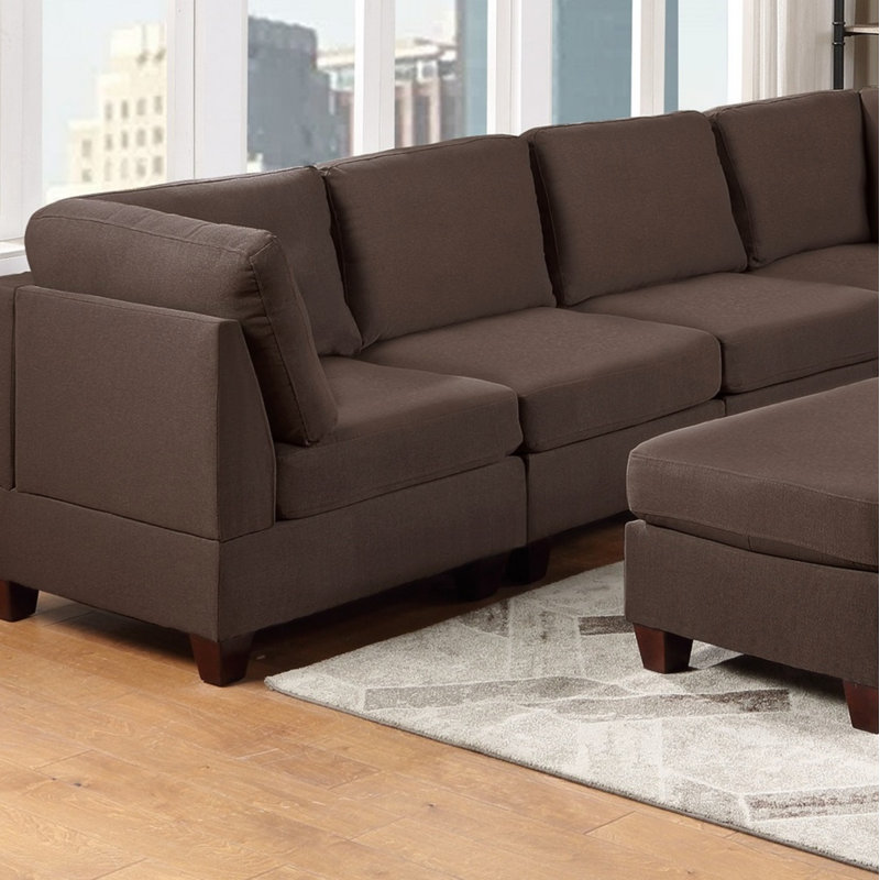 Canapé modulaire modulaire 9 pièces Mobilier de salon d'angle canapé noir café en lin 3X, Tissu café