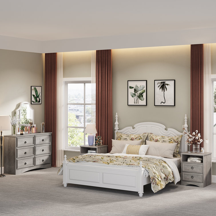 Ensemble de commode 3 pièces Lark Manor ™ - commode double 6 tiroirs et 2 tables de chevet 2 tiroirs, gris délavé