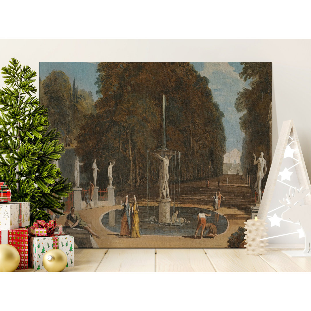 Italian Garden Canvas Wall Art, Classic Fountain Scene, Gallery Wrapped Canvas Print, Ready to Hang, Archival Quality, Estate DvÉ¬©cor