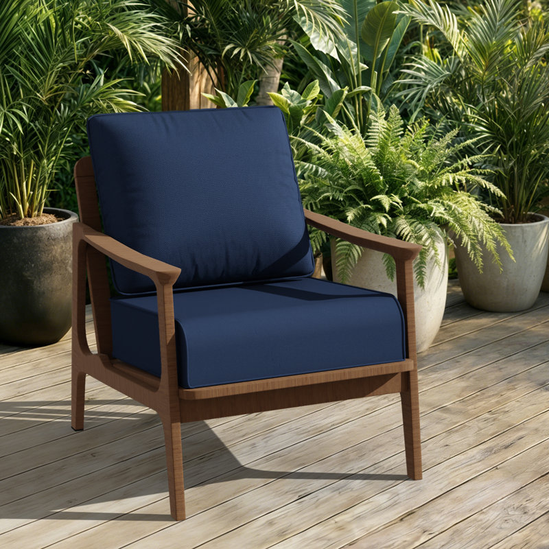 Coussin de chaise de patio de 6 pouces d'épaisseur avec housses bleues (ensemble de 1), Bleu, 1