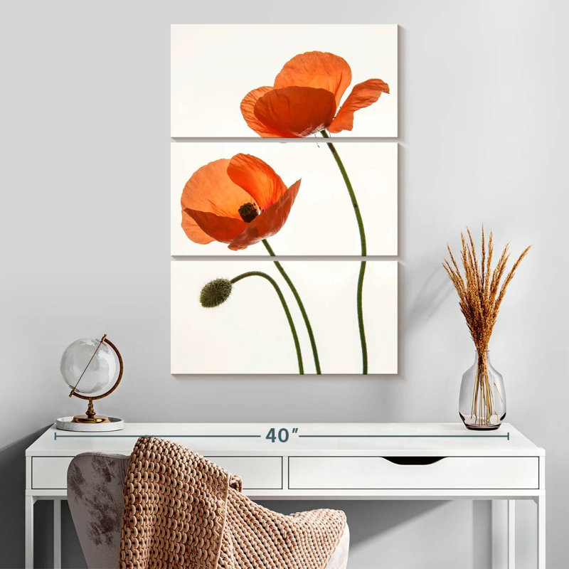 Fleurs de pavot orange, H 32 po x l 20 po