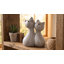Figurine moderne en céramique assise pour chat pour la maison - Décoration d'objets décoratifs pour la décoration de salon ou de vestibule - Gris