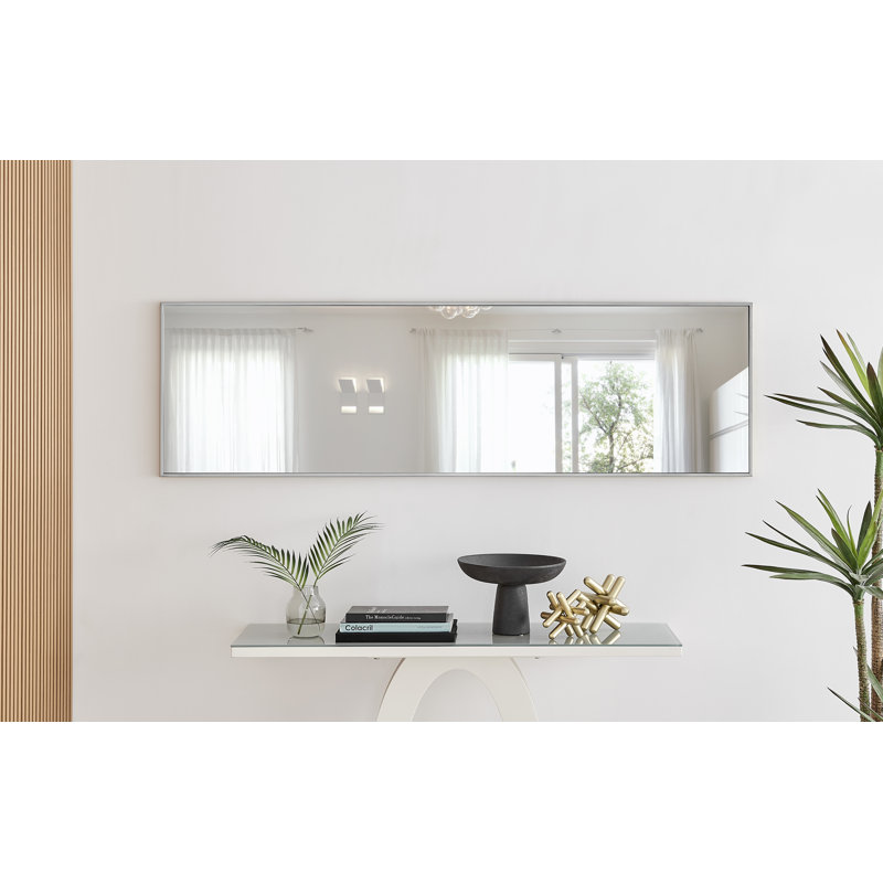Alcantera Rectangle Metal Frame Wall Mirror Simple and Elegant Modern Design, 170cm H x 50cm W, Silver