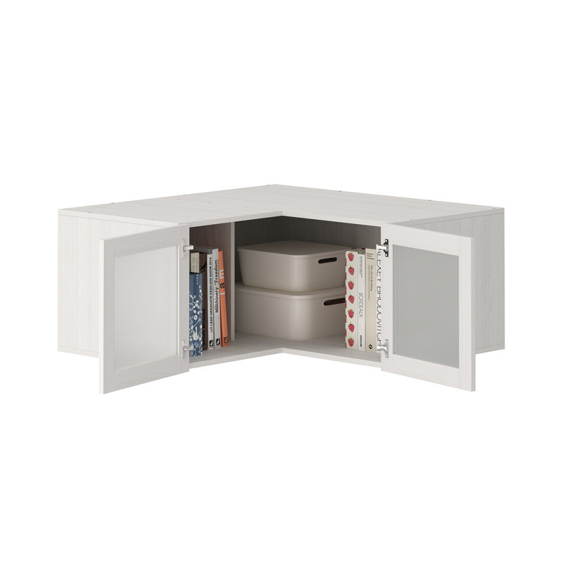 Armoire de rangement moderne en L à 2 portes avec verre givré