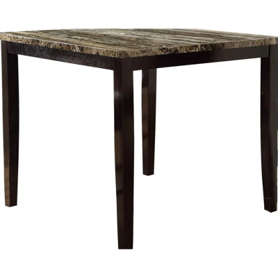 Dark Brown Faux Marble Kitchen & Dining Table With Birch Veneer Contemporary Top In