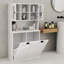 Two-Compartment Tilt-Out Dirty Laundry Basket Tall Bathroom Cabinet With 2 Adjustable Shelves-1953189910