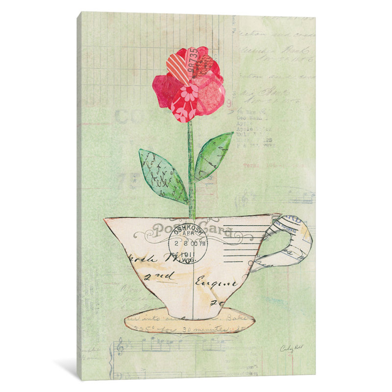« i », impression sur toile Teacup Floral, H 26 po x l 40 po x P 1,5 po, Toile tendue, Non mat