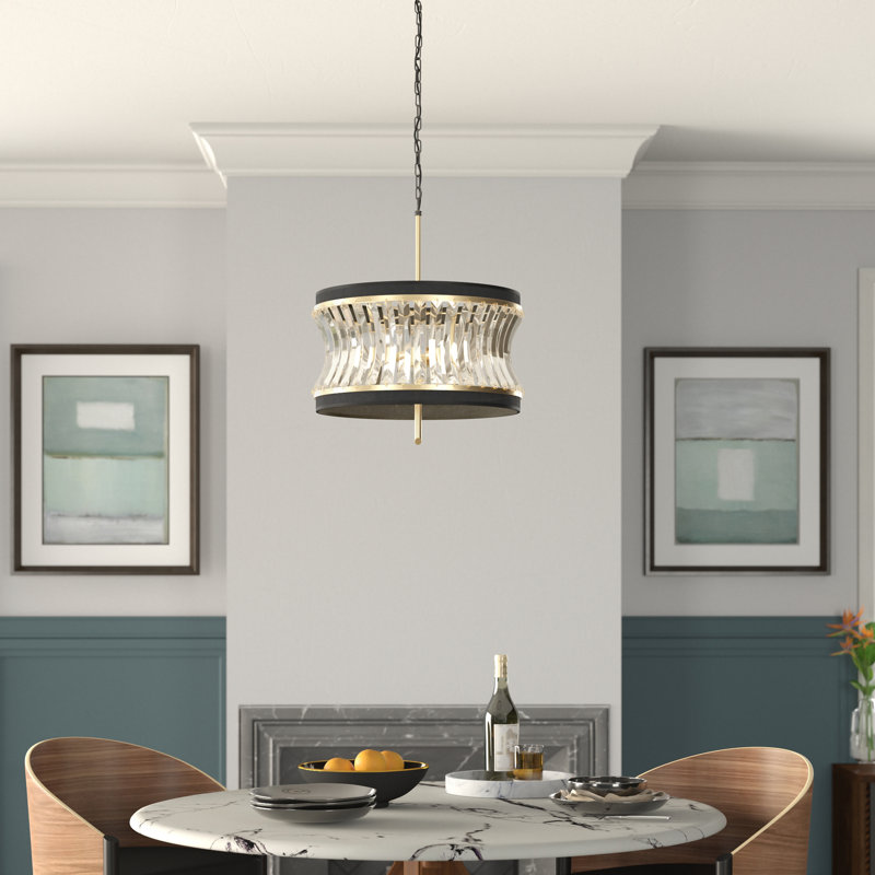 Lustre tambour 2 lumières avec détails en cristal Sipp