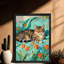 Art mural rétro noir encadré de chat-185994538